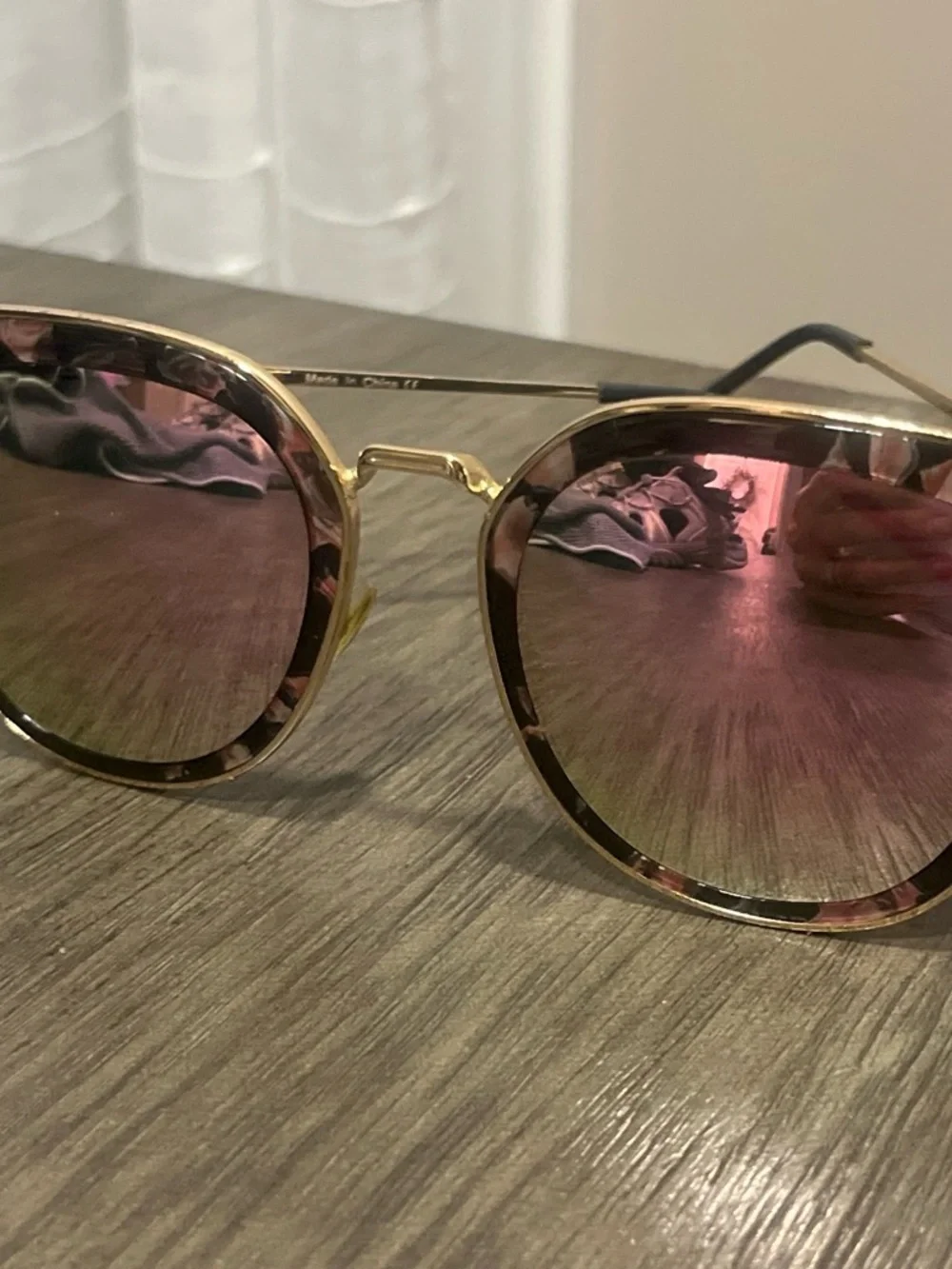 Altar'd State Gold Frame Sunglasses with Green Mirrored Lenses